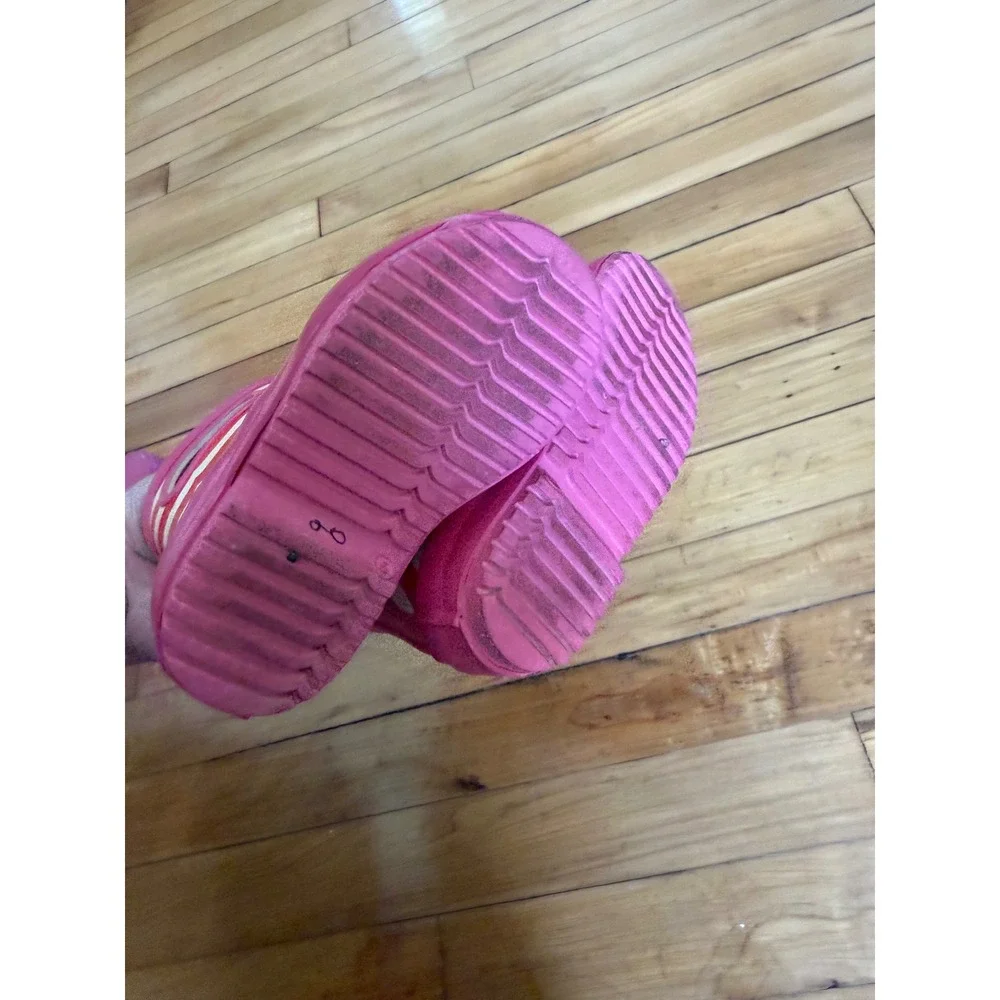 Hunter x Target pink and red striped youth rain boots